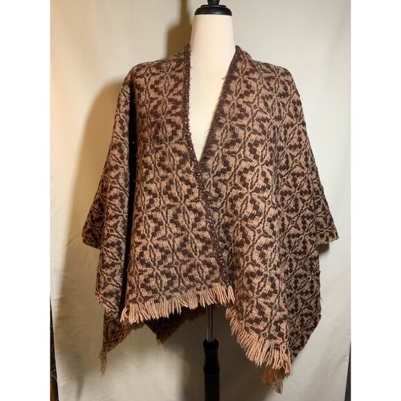 Vintage Handmade Brown and Tan Ruana - Made in Colombia - Picture 1 of 6